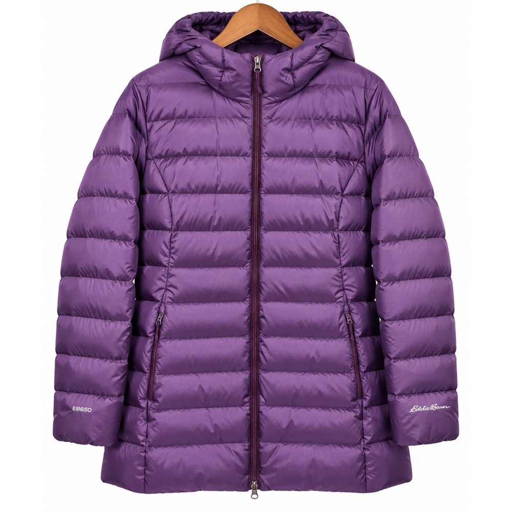 Eddie Bauer CirrusLite Down Parka Women XL 16 18 Purple EB650 Hooded Puffer Coat